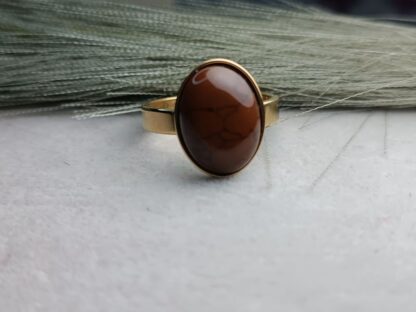 Ring with brown stone, gold (CODE:8124)