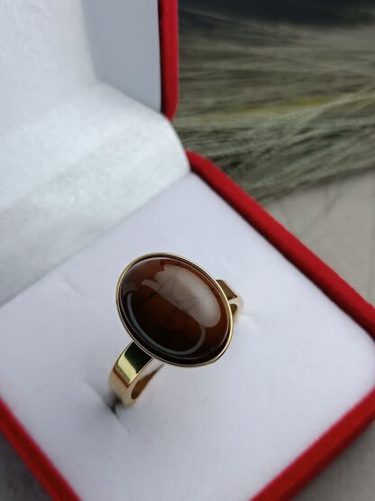 Ring with brown stone, gold (CODE:8124)