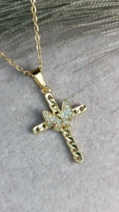 Butterfly cross, yellow gold (CODE:8175)