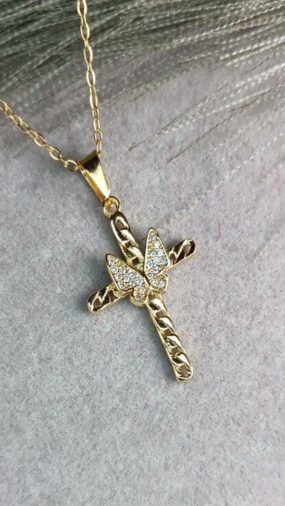 Butterfly cross, yellow gold (CODE:8175)