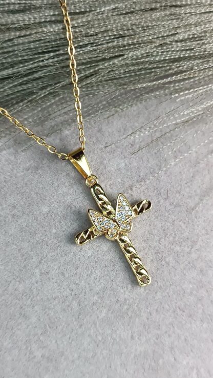 Butterfly cross, yellow gold (CODE:8175)