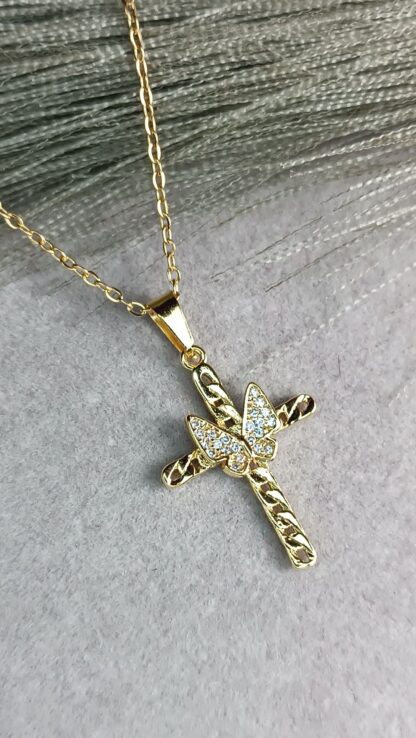 Butterfly cross, yellow gold (CODE:8175)