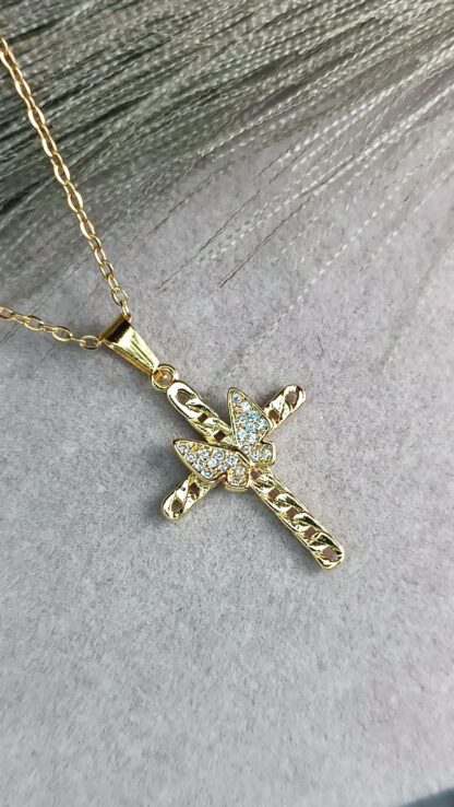 Butterfly cross, yellow gold (CODE:8175)