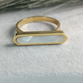 Blue stone ring, gold (CODE:8179)