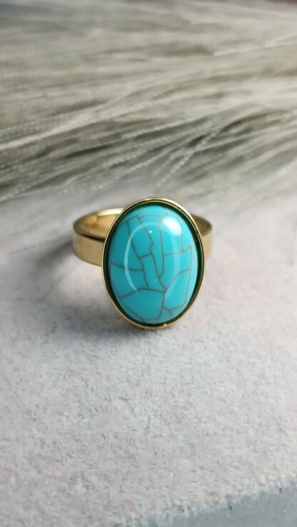 Blue stone ring, gold (CODE:8179)