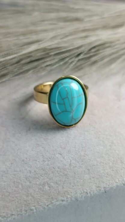 Blue stone ring, gold (CODE:8179)