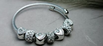 Steel, silver bracelet with heart (CODE:8163)