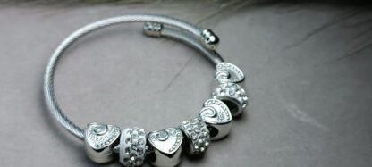 Steel, silver bracelet with heart (CODE:8163)