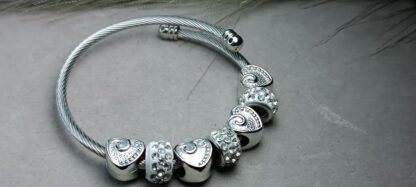 Steel, silver bracelet with heart (CODE:8163)