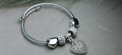 Steel, silver bracelet with heart (CODE:8164)