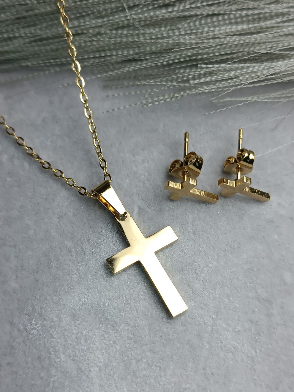 Σετ Σταυρός από Ατσάλι με Αλυσίδα και Σκουλαρίκια, Κομψό και Διαχρονικό (ΚΩΔ:1140) Σετ Σταυρός από Ατσάλι με Αλυσίδα και Σκουλαρίκια, Κομψό και Διαχρονικό (ΚΩΔ:1140)