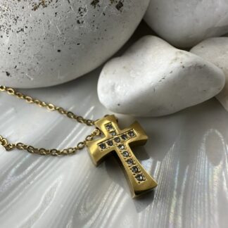 Σταυρός από Ατσάλι με διάφανα κρύσταλλα – Χρυσός (ΚΩΔ:81241) | Kosmimatomania Σταυρός από Ατσάλι με διάφανα κρύσταλλα – Χρυσός (ΚΩΔ:81241) | Kosmimatomania