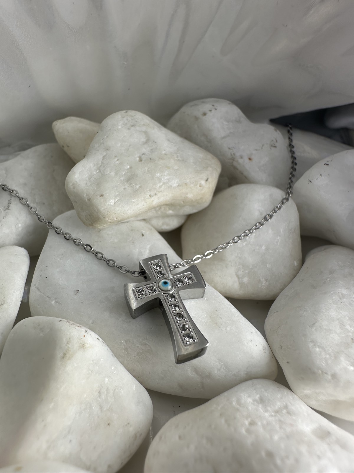 Σταυρός από Ατσάλι με Ματάκι (ΚΩΔ:44991) & Διάφανα Κρύσταλλα | Kosmimatomania Σταυρός από Ατσάλι με Ματάκι (ΚΩΔ:44991) & Διάφανα Κρύσταλλα | Kosmimatomania