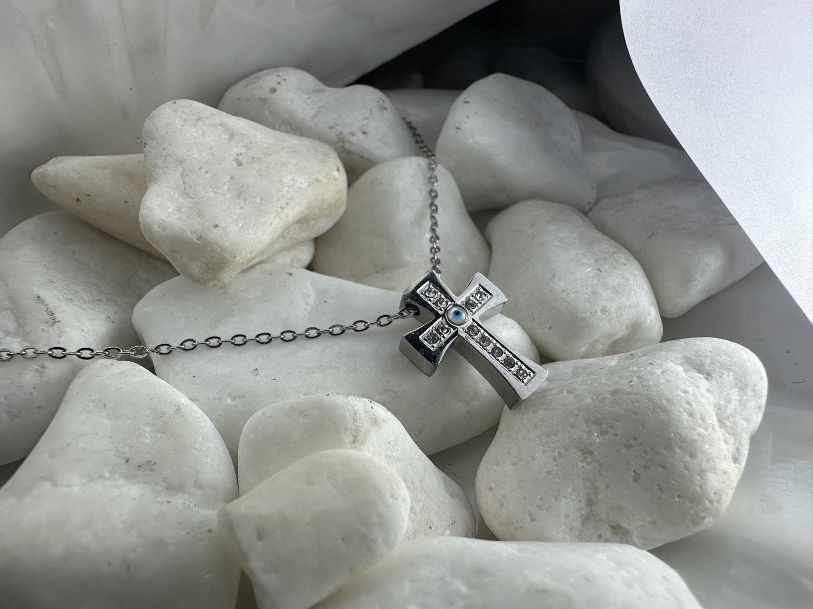 Σταυρός από Ατσάλι με Ματάκι (ΚΩΔ:44991) & Διάφανα Κρύσταλλα | Kosmimatomania Σταυρός από Ατσάλι με Ματάκι (ΚΩΔ:44991) & Διάφανα Κρύσταλλα | Kosmimatomania