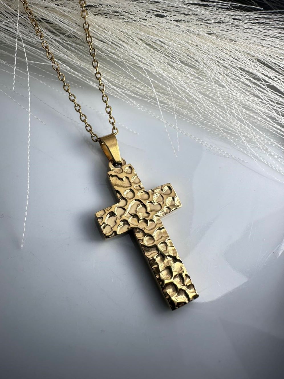 Χρυσός Σταυρός από Ανοξείδωτο Ατσάλι με Σφυρήλατη Υφή (ΚΩΔ:81569)| Kosmimatomania.gr Χρυσός Σταυρός από Ανοξείδωτο Ατσάλι με Σφυρήλατη Υφή (ΚΩΔ:81569)| Kosmimatomania.gr