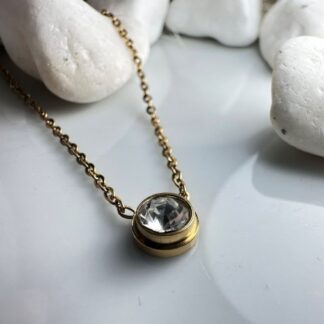 Κολιέ από Ατσάλι με Διάφανο Κρύσταλλο – Χρυσό Minimal Μενταγιόν (ΚΩΔ:84158) |Kosmimatomania.gr Κολιέ από Ατσάλι με Διάφανο Κρύσταλλο – Χρυσό Minimal Μενταγιόν (ΚΩΔ:84158) |Kosmimatomania.gr